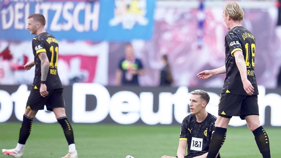 In Leipzig machte das Team von Borussia Dortmund keine gute Figur. Foto: Jan Woitas/dpa