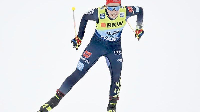 Macht sich Hoffnungen auf einen Top 10-Platz: Langläuferin Katharina Hennig. Foto: Gian Ehrenzeller/KEYSTONE/dpa/Archivbild