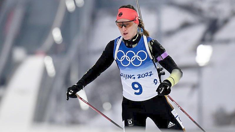 Konnte ihren Gold-Coup nicht wiederholen: Biathletin Denise Herrmann. Foto: Hendrik Schmidt/dpa-Zentralbild/dpa