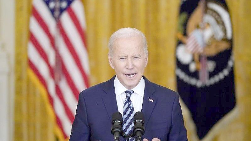 Joe Biden, Präsident der USA, bei einer Rede zum russischen Krieg in der Ukraine. Foto: Alex Brandon/AP/dpa