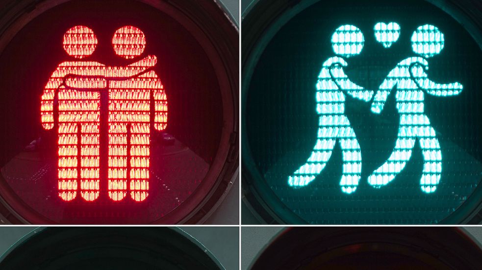 Ein Vorbild für Aurich? Auch in Hamburg gibt es queere Ampeln. Foto: Bockwoldt/dpa