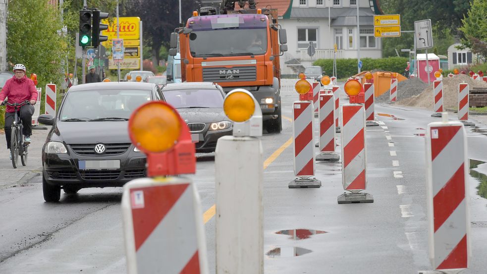 Die Fockenbollwerkstraße kann nur noch in Richtung Innenstadt befahren werden. Foto: Ortgies