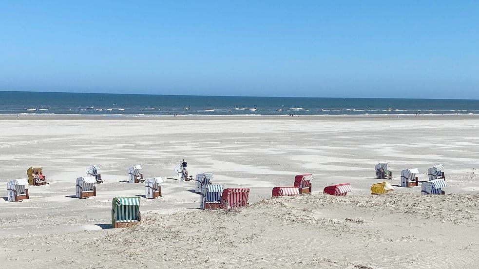 Wer kann, sollte das Wochenende am Strand wie hier auf Juist verbringen. Das Wetter wird sommerlich. Foto: Harms/Archiv