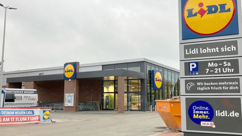 So oder so ähnlich soll der neue Lidl-Markt in Wolthusen aussehen: Dieser Filial-Typ wurde zuletzt in Leer neu errichtet. Foto: Archiv