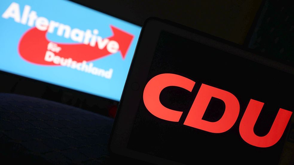 Die Logos von AfD und CDU. Die CDU will keinerlei Zusammenarbeit mit der AfD auf Landesebene. Foto: imago images/Rene Traut