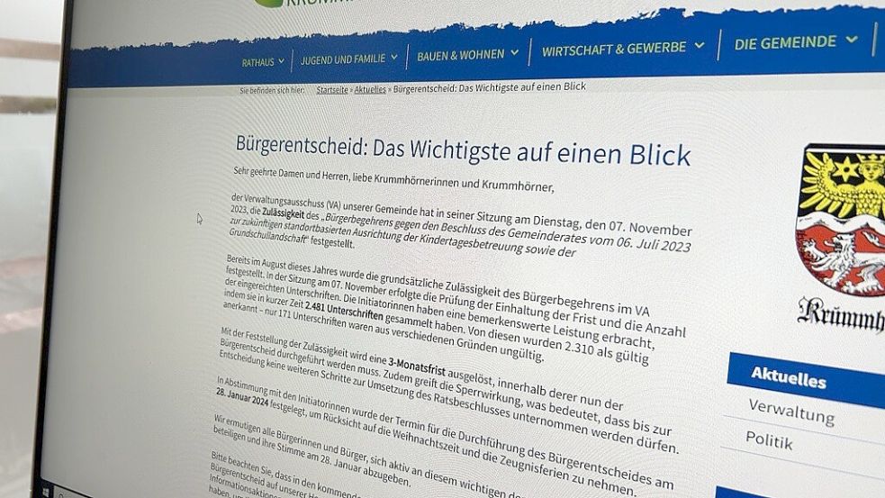 Die Gemeinde hat Informationen zum Bürgerentscheid hochgeladen. Foto: Weiden