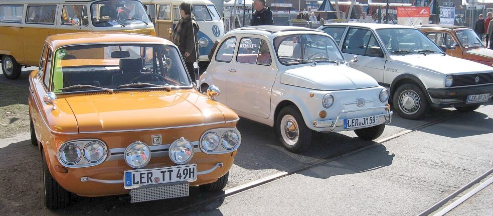 Auch Oldtimer-Treffs in der Region glänzen mit Modellvielfalt: Zusehen sind hier (von links) NSU TT, Fiat 500, Golf II, hinten zwei Bullis. Foto: privat