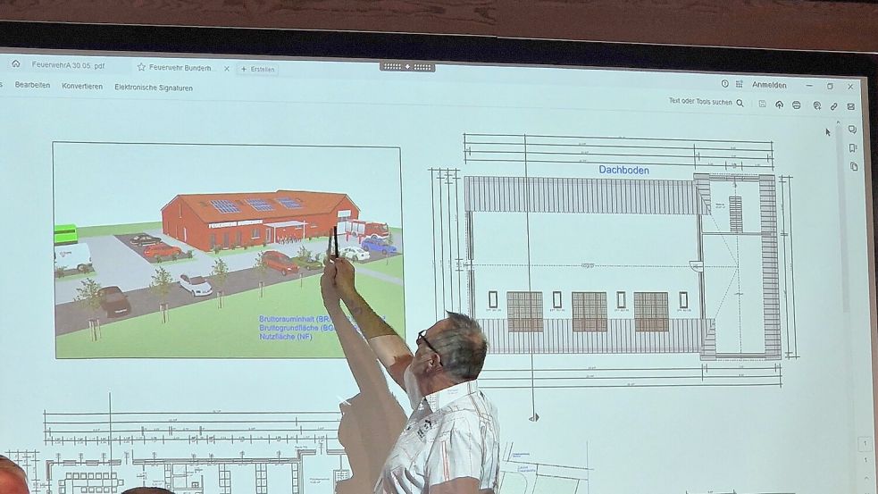 Architekt Andreas Kleine stellte das Projekt in der jüngsten Sitzung des Feuerwehrausschusses vor. Foto: Gettkowski