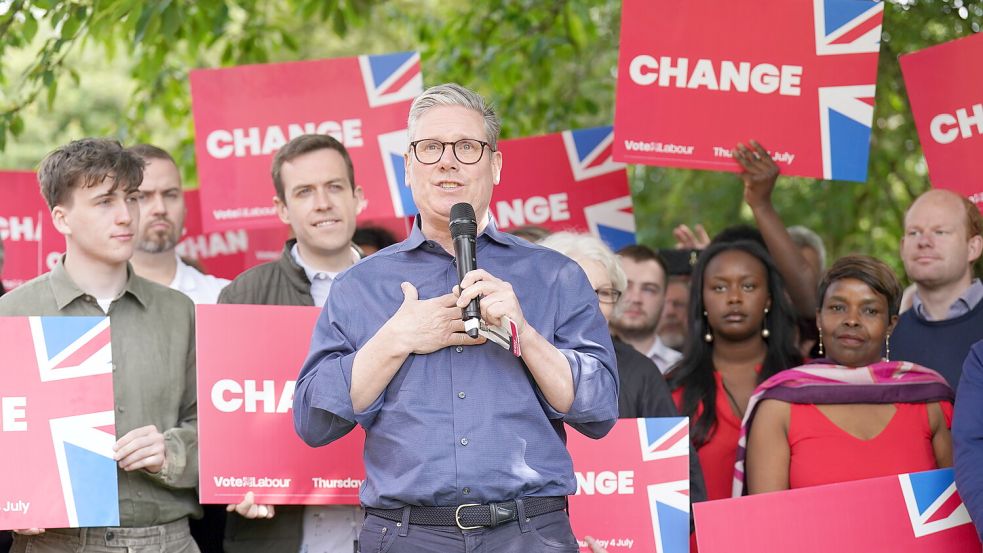 Keir Starmer aus der britischen Labour-Partei will aus den Parlamentswahlen als Premierminister hervorgehen. Foto: dpa/Stefan Rousseau