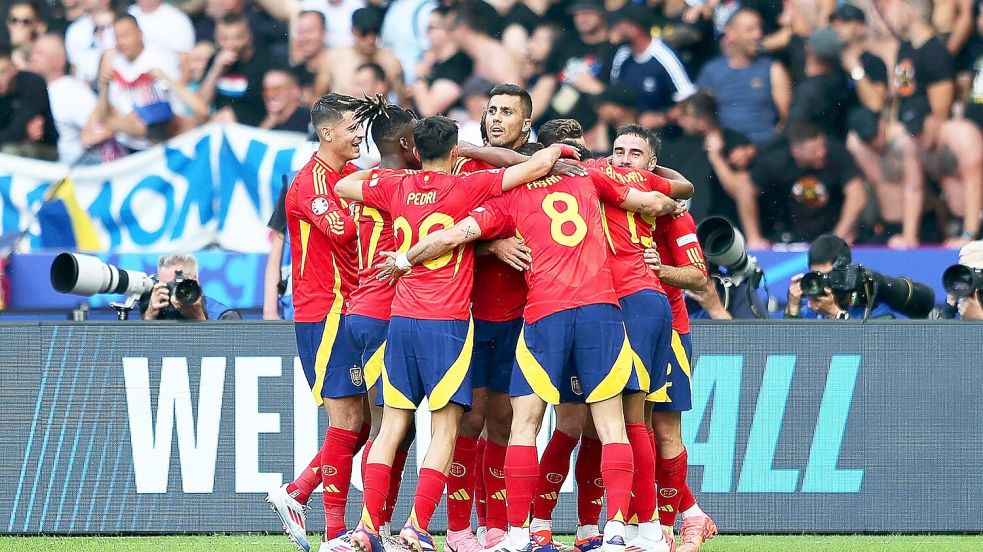 Spanien führte bereits zur Halbzeit mit 3:0 gegen Kroatien. Foto: Andreas Gora/dpa