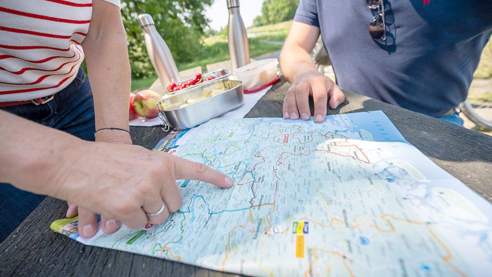 Auf mehr als 3500 Kilometer ausgeschilderten Radwanderwegen kann Ostfriesland erkundet werden. Foto: Anna Meurer