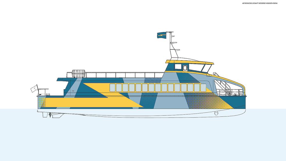 Moderne Technik trifft auf klares Design: So soll der E-Kat der Reederei Frisia aussehen. Grafik: privat