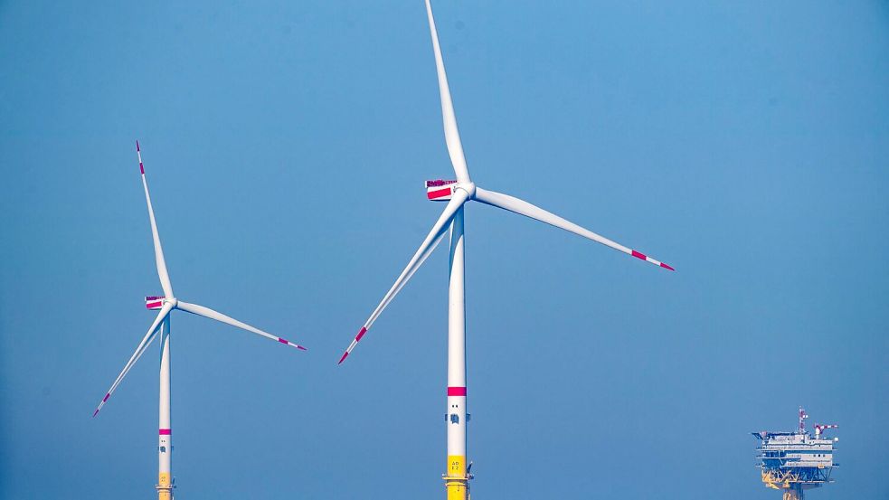 Die Nachfrage nach Offshore-Windrechten steigt. Rund 120 Kilometer nordwestlich von Helgoland sollen zwei neue Windparks entstehen. Foto: Stefan Sauer/dpa