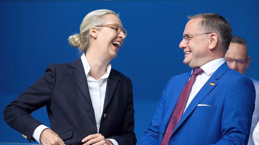 Alice Weidel und Tino Chrupalla bilden auch für die kommenden zwei Jahre die Doppelspitze der AfD. Foto: Bernd von Jutrczenka/dpa