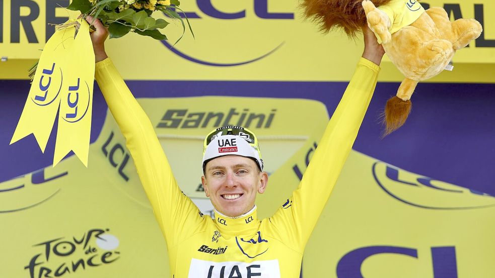 Tadej Pogacar übernimmt nach der vierten Etappe der Tour de France wieder das Gelbe Trikot. Foto: David Pintens/Belga/dpa
