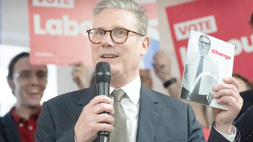 Die Labour-Partei mit Keir Starmer an der Spitze hat die Parlamentswahl in Großbritannien klar gewonnen. Foto: dpa/PA Wire/Stefan Rousseau