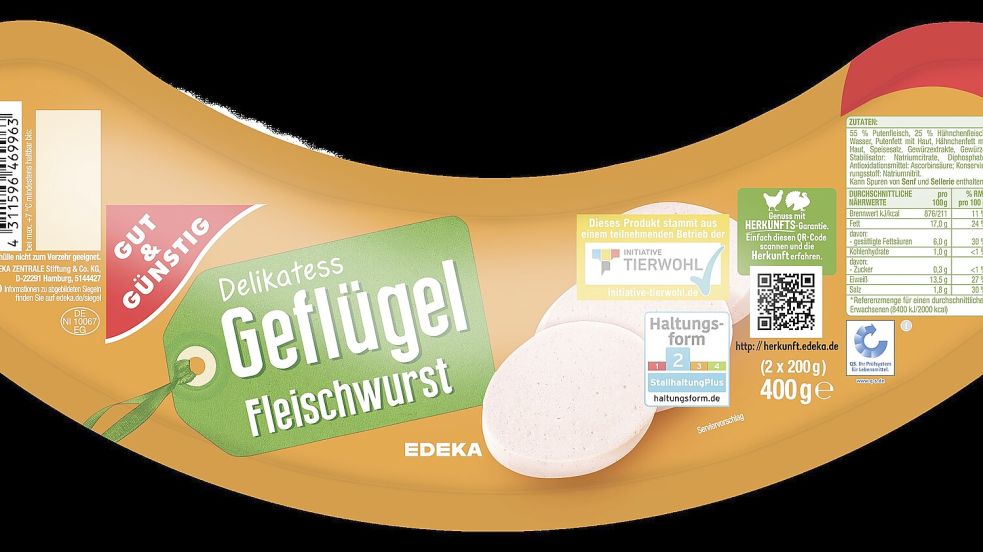 Eine Charge der Delikatess Geflügelwurst aus dem „gut & günstig“-Artikeln von Edeka wird zurückgerufen. Foto: www.lebensmittelwarnung.de