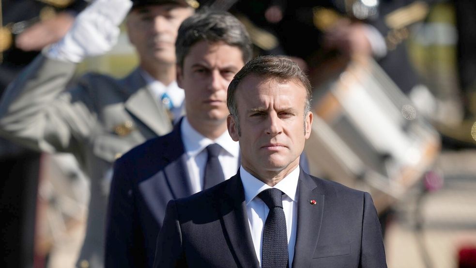 Noch ist Gabriel Attal in Frankreich die Nummer Zwei nach Macron. (Archivbild) Foto: Louise Delmotte/AP/dpa