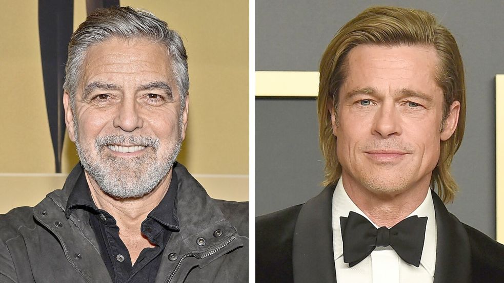 „Wolfs“ mit George Clooney und Brad Pitt feiert beim Filmfest Venedig Premiere. Foto: Evan Agostini/Jordan Strauss/AP/dpa