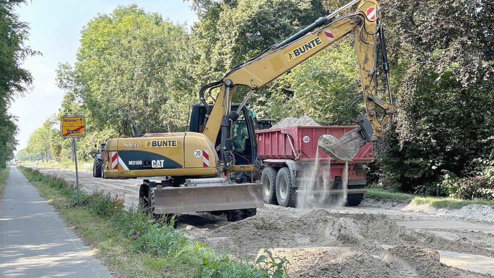 Die Arbeiten an der B 436 in Weener gehen weiter. Foto: Vogt/Archiv