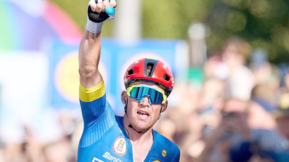 Mads Pedersen ist Sieger der Deutschland Tour 2024. Foto: Thomas Frey/dpa