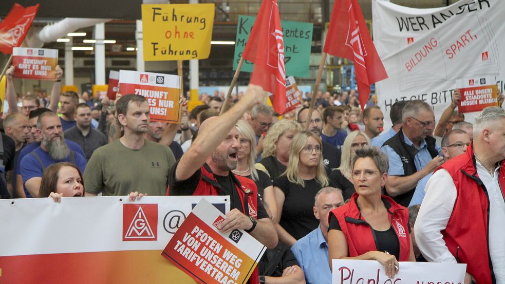 Wie verärgert die Mitarbeiter von VW Emden sind, hat sich bereits bei der Betriebsversammlung am vergangenen Donnerstag, 5. September, gezeigt. Foto: Volkswagen AG