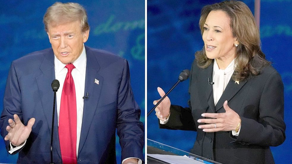 Donald Trump lehnt eine Revanche gegen Kamala Harris auf der Fernsehbühne ab. (Archivbild) Foto: Alex Brandon/AP/dpa