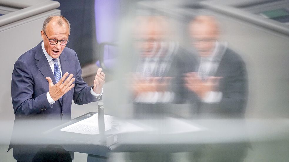 Friedrich Merz bei einer Debatte im Bundestag: Am Dienstag äußert sich der CDU-Chef zu seiner Kanzlerkandidatur. Foto: dpa/Kay Nietfeld