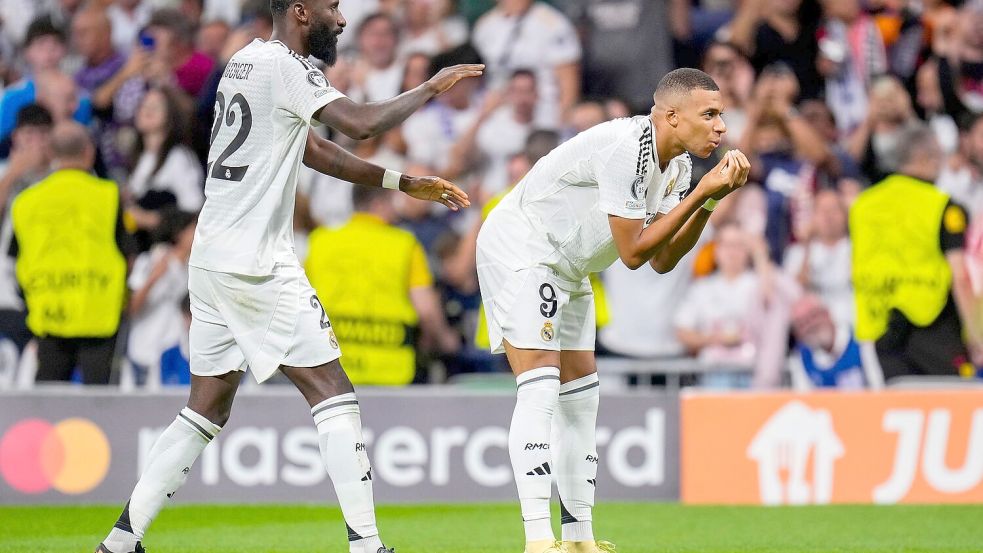 Antonio Rüdiger und Kylian Mbappé vermasselten Stuttgarts Königsklassen-Rückkehr. Foto: Manu Fernandez/AP/dpa