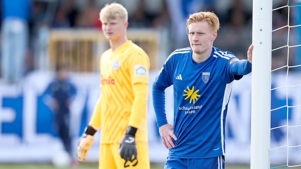 Pascal Steinwender ist auf der rechten Außenbahn bei Kickers Emden aktuell gesetzt. Er mag diese Position, spielte in seiner Karriere oft auch zentral vorne. Foto: Doden, Emden