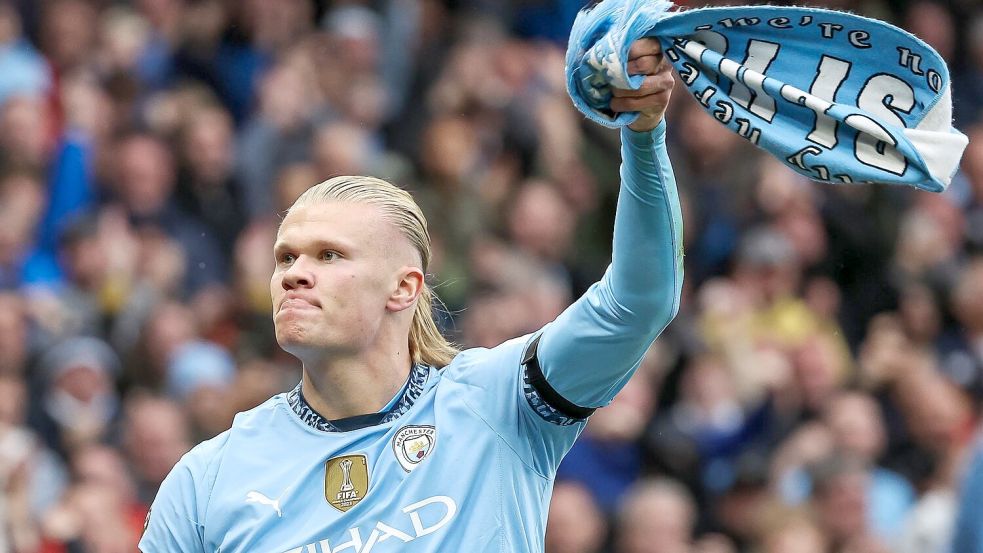 Erling Haaland erzielte sein 100. Tor für Man City. Foto: Mark Cosgrove/News Images via ZUMA Press Wire/dpa