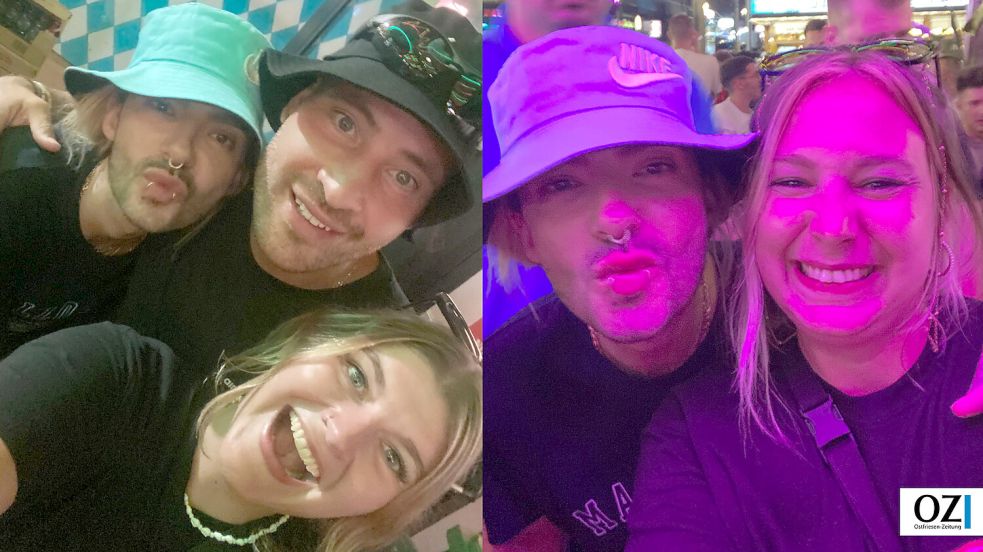 Bill Kaulitz und Marc Eggers waren im September im Bierkönig auf Mallorca – so wie OZ-Redakteurin Kristina Groeneveld (rechts) und ihre Freundin Dana Drosten. Fotos: privat