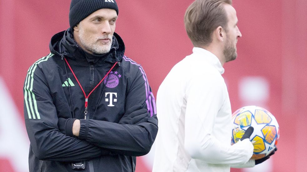 Ein Wiedersehen gibt es nun bei den Three Lions für Thomas Tuchel (l) mit Harry Kane. Foto: Sven Hoppe/dpa