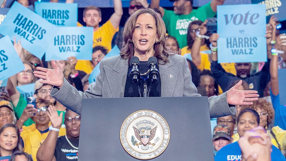 Zu früh gefreut? Ökonomen versprechen sich von einem möglichen Wahlsieg von Kamala Harris einen Impuls für die deutsche Wirtschaft. Foto: IMAGO / ZUMA Press Wire