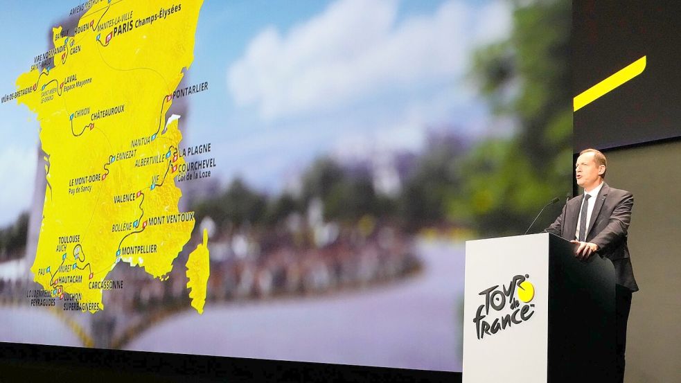 Die 112. Tour de France: Tour-Chef Christian Prudhomme stellt die Strecke der nächsten Frankreich-Rundfahrt vor. Foto: Michel Euler/AP