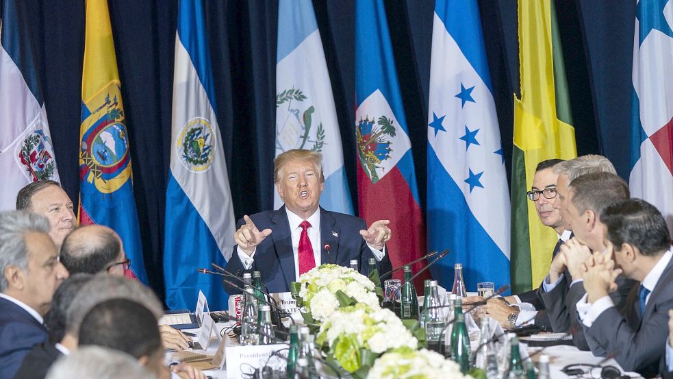 Kommt Donald Trump als Präsident zurück? Viele Länder in Mittel- und Südamerika schauen mit Sorge auf die US-Wahl am 5. November. Foto: dpa/Presidencia Chile/Sebastian Rodriguez