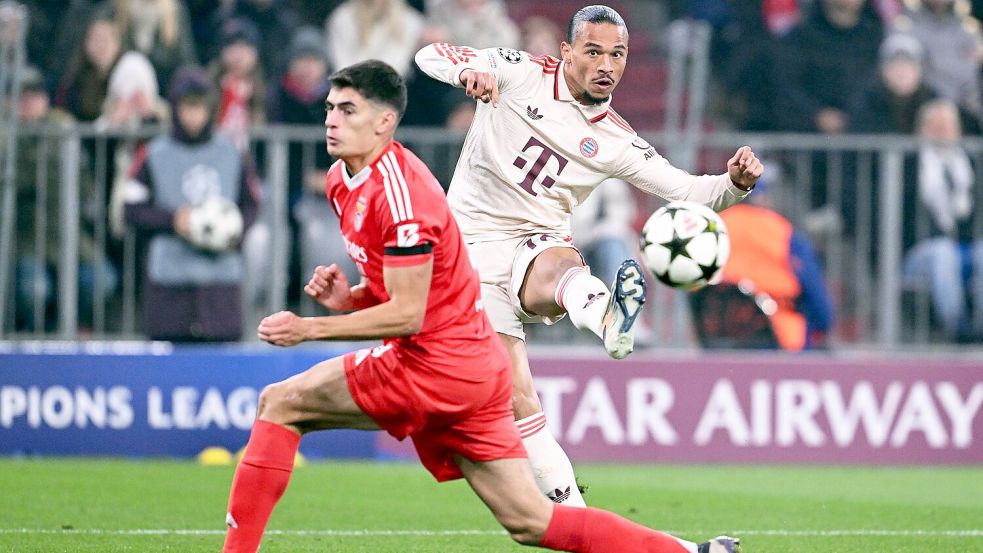 Leroy Sané, hier beim Torschuss, brachte viel Dynamik ins Bayern-Spiel. Foto: Sven Hoppe/dpa