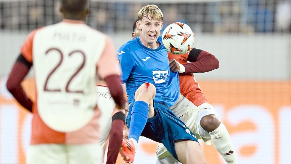 Schwieriges Durchkommen: Hoffenheims Talent Max Moerstedt. Foto: Uwe Anspach/dpa