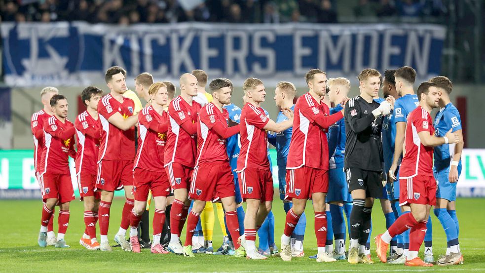 Kickers Emden hat das Regionalliga-Derby beim SV Meppen am Freitagabend verloren. Foto: Doden/Emden