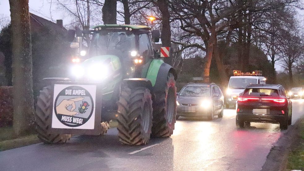 Anfang des Jahres gab es rund um Aurich etliche Protestfahrten von Landwirtschaft und Mittelstand. Foto: Karin Böhmer