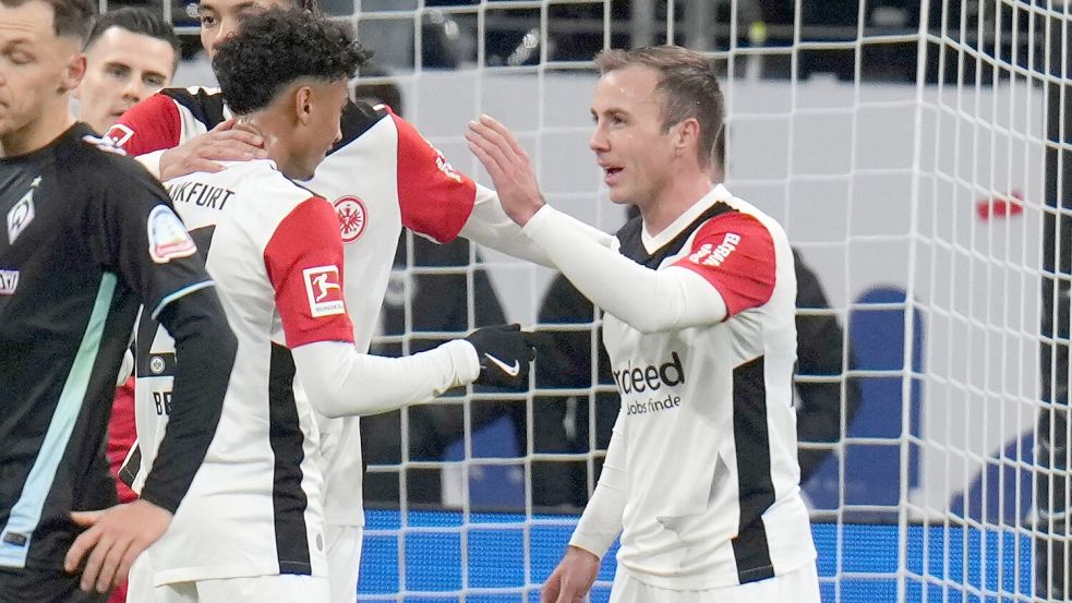 Eintracht Frankfurt bleibt dank eines Treffers von Mario Götze in der Bundesliga auf Erfolgskurs. Foto: Thomas Frey/dpa