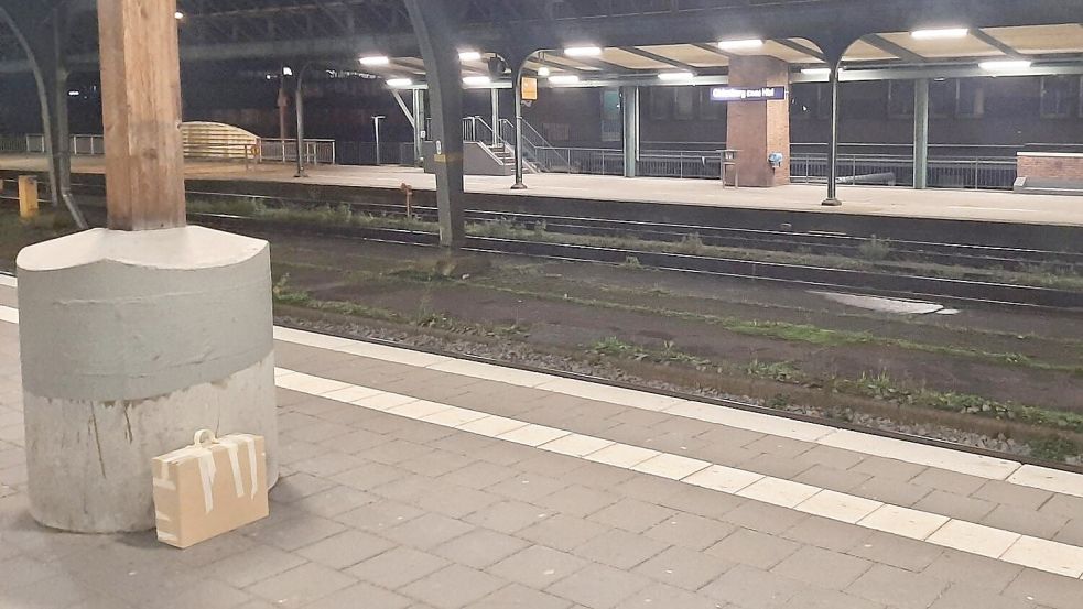 Dieses herrenlose Paket auf dem abgesperrten Bahnsteig im Hauptbahnhof Oldenburg sorgte für einige Aufregung. Foto: Bundespolizei