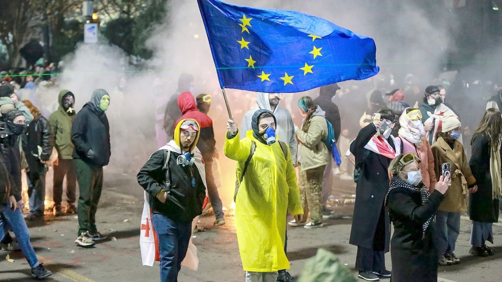 Der EU-Beitritt ist in der georgischen Verfassung festgeschrieben. Foto: Zurab Tsertsvadze/AP/dpa