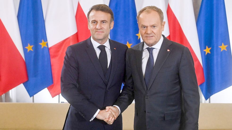 Macron und Tusk beraten über Ukraine. Foto: Piotr Nowak/PAP/dpa