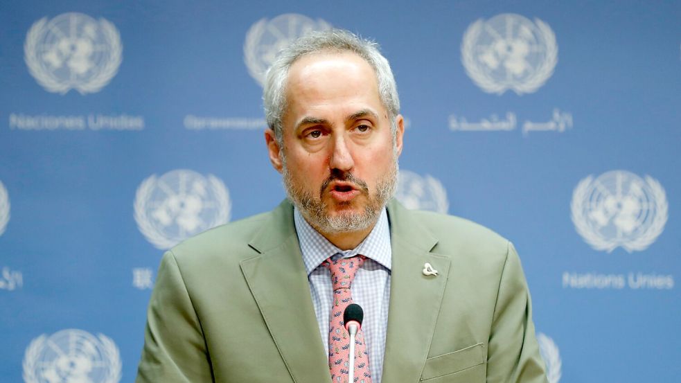 UN-Sprecher Dujarric kritisiert Israels Vorgehen in Syrien. (Archivbild) Foto: Li Muzi/XinHua/dpa