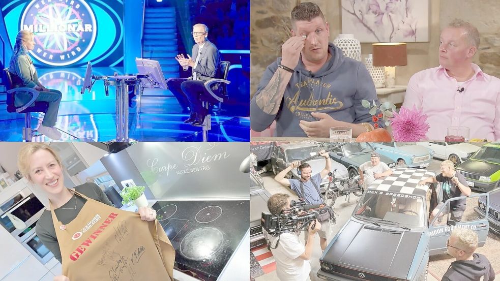 Quizshows, Kochshows und Datingshows – in diesem Jahr waren Ostfriesen und Ostfriesinnen oft im TV zu sehen. Fotos: Archiv/RTL+/Guido Engels, RTL, Archiv/Ortgies, Archiv/Ullrich