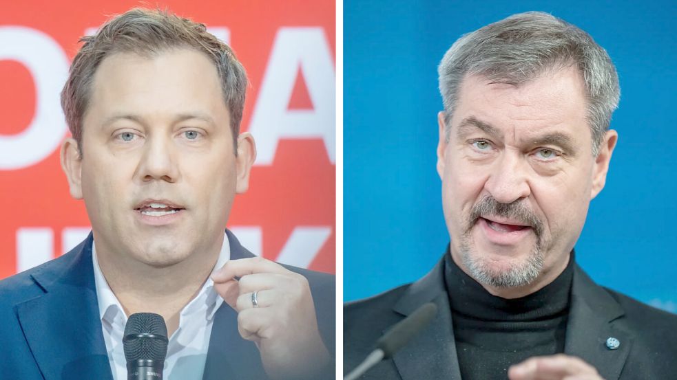 Vor der Sondersitzung des Innenausschusses Bundestags zum Anschlag in Magdeburg machen Lars Klingbeil (links, SPD) und Markus Söder (CSU) klar, was sich in ihren Augen innenpolitisch jetzt verändern muss. Foto: dpa/Michael Kappeler