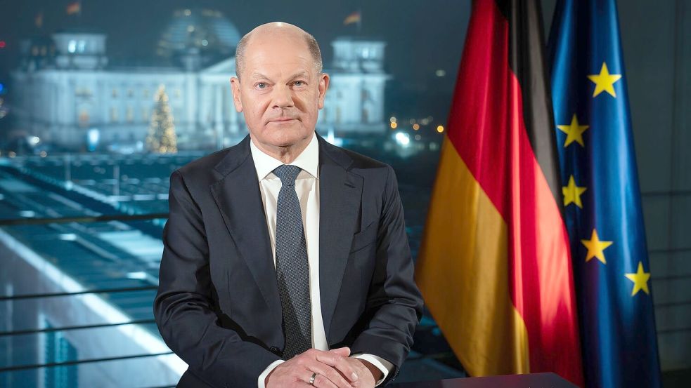 Kanzler Olaf Scholz: „Kraft entsteht aus Zusammenhalt.“ Foto: Soeren Stache/dpa