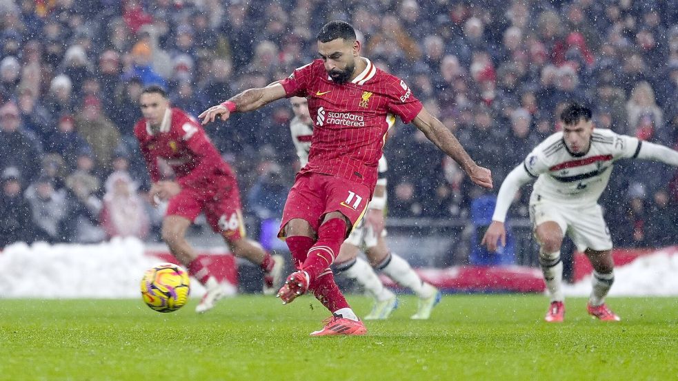 Mohamed Salahs Führungstreffer per Handelfmeter reichte dem FC Liverpool nicht zum Sieg. Foto: Peter Byrne/PA Wire/dpa