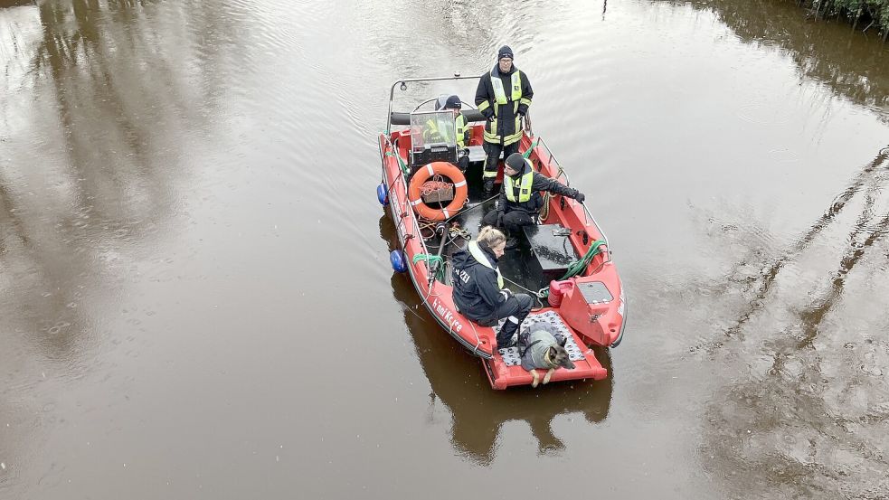 Mit Sonarboot und Leichenspürhund wurde bereits nach dem 81-Jährigen gesucht, doch vergebens. Dieses Foto ist allerdings bei der Suche nach einem 45-Jährigen im Januar 2024 entstanden. Er wurde tot geborgen. Foto: Schuurman/Archiv